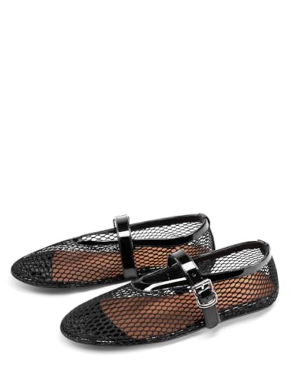 Women's Mesh Ballet Flats Fishnet Mary Jane Round Toe Synthetic Leather